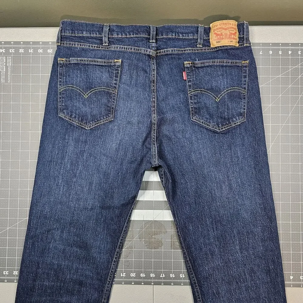 Levis 505 Jeans Mens 40x30 Blue Straight Fit Preppy Work Heritage Classic Biker